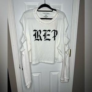 Taylor Swift Reputation Tour Cropped Distressed White Sweatshirt Eras Merch